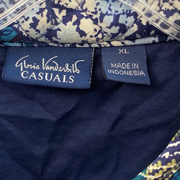 Gloria Vanderbilt Casuals XL Quilted Button Up Quilted Jacket Blue Paisley - Picture 10 of 11